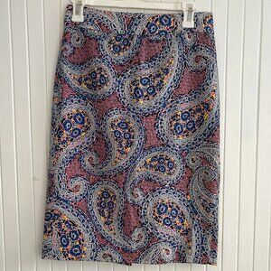 J. Crew No. 2 Pencil Skirt Paisley Print